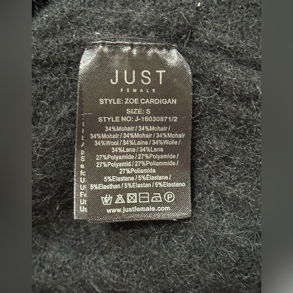 JUST FEMALE Zoe Mohair Wool Cozy Open-Front Cardigan Black Women’s S (see notes) - Picture 11 of 13